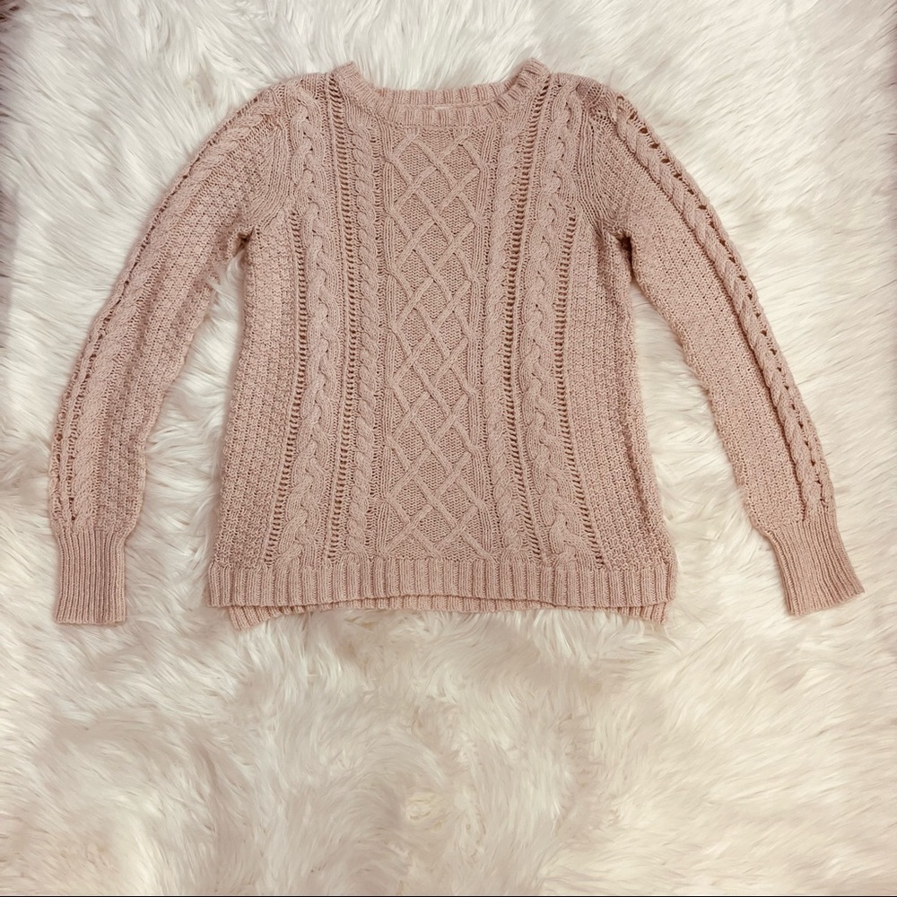 Aeropostal. Cable knit sweater. Baby pink, extra small